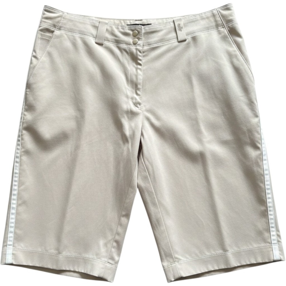 Nike Golf Bermuda Shorts 14 Tan Striped Fit Dry Sporty Athletic Golfcore
